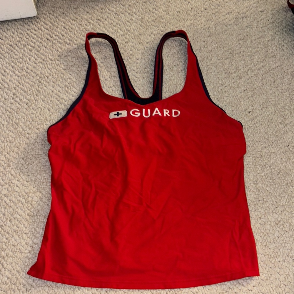 Speedo Red and Navy Lifeguard Women's Tankini Top